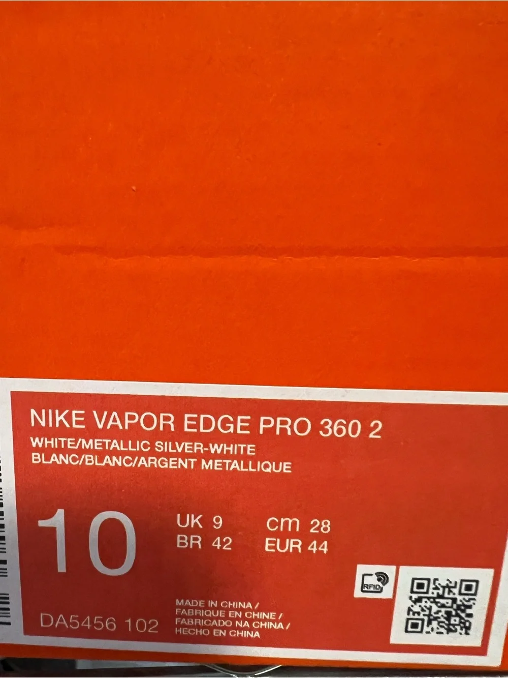 Nike Vapor Edge Pro 360 2 White Chrome Football Cleats DA5456-102 Mens Size 10